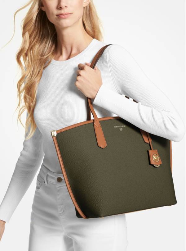 Damske Prenosná Taška Michael Kors Jane Large Cotton Canvas Olivovo Zelená - Kabelky Michael Kors Obchod | OPKZA-0239